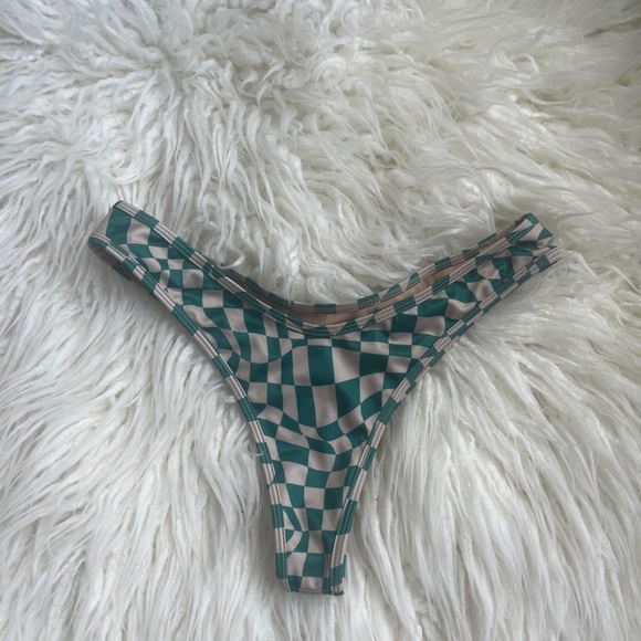 Green Geometric Bikini Brazilian Bottom Thong Back - Picture 5 of 7